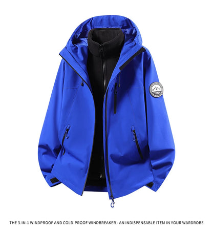 CHRLCK Men Women Hiking 3IN1 Jackets Waterproof Fleece Windproof Windbreaker Camping Climbing Trekking Outdoor Jacket Autumn