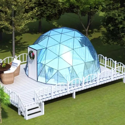 Modern Geodesic Glass Panoramic Dome Shelter Four-Season Waterproof Design for Glamping Resorts Stargazing Eco Tourism
