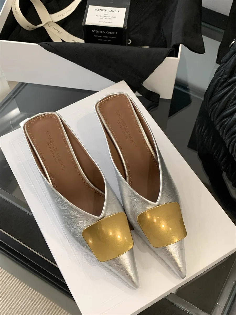 Luxury Womens Shoes High Heels Mules Shoes Pointed Toe Heeled Sandals for Women Elegant Party Slides 2025 Designer Shoes Zaoatos