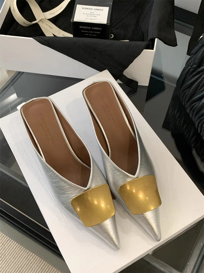 Luxury Womens Shoes High Heels Mules Shoes Pointed Toe Heeled Sandals for Women Elegant Party Slides 2025 Designer Shoes Zaoatos