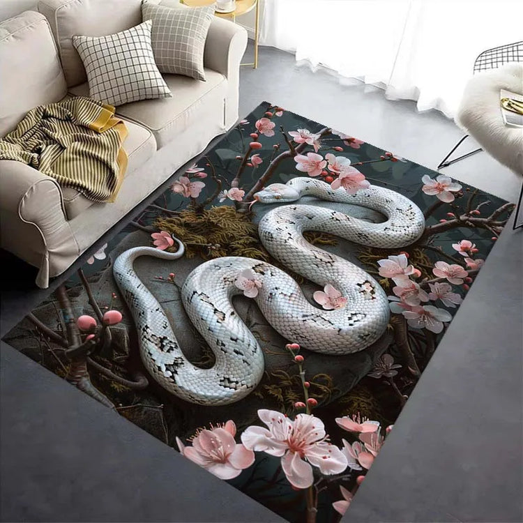 Beautiful White Snake Fashion Print Non-Slip Carpet Door Mat Outdoor Carpet Yoga Mat Bedroom Living Room Dormitory Balcony Decor