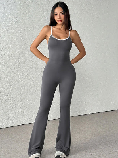 Women's Jumpsuits Streetwear Fashion Summer New Casual Slim Clothing Solid Sexy Sling Backless Elegant Female Jumpsuits Clothing