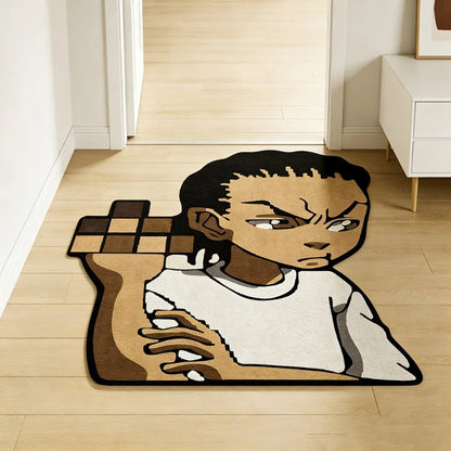 Cartoon Anime Character Head-shaped Rug Trendy Personalized Bedroom Bedside Floor Mat Washable Soft Plush Floor Mat Carpet