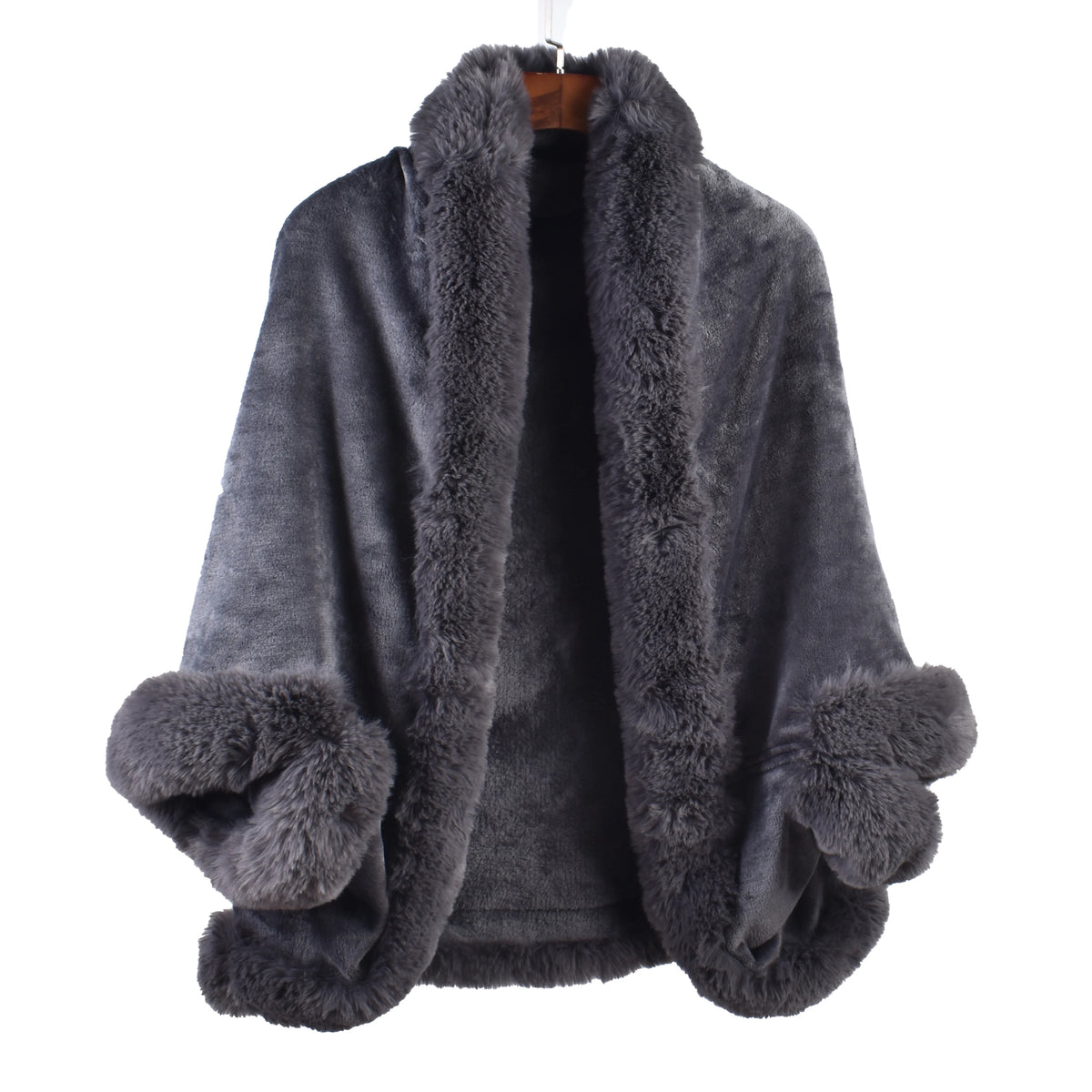 Winter New Fashion Warm Sleeve Plush Cape Cape Large Loose Bat Sleeve Plush Coat Cardigan Women