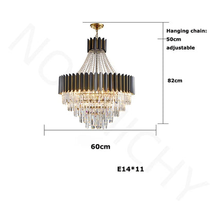 Home Deco Crystal Collection LED Black Gold Chandelier Lighting Lustre Hanging Lamp Suspension Luminaire Lampen For Dinning Room