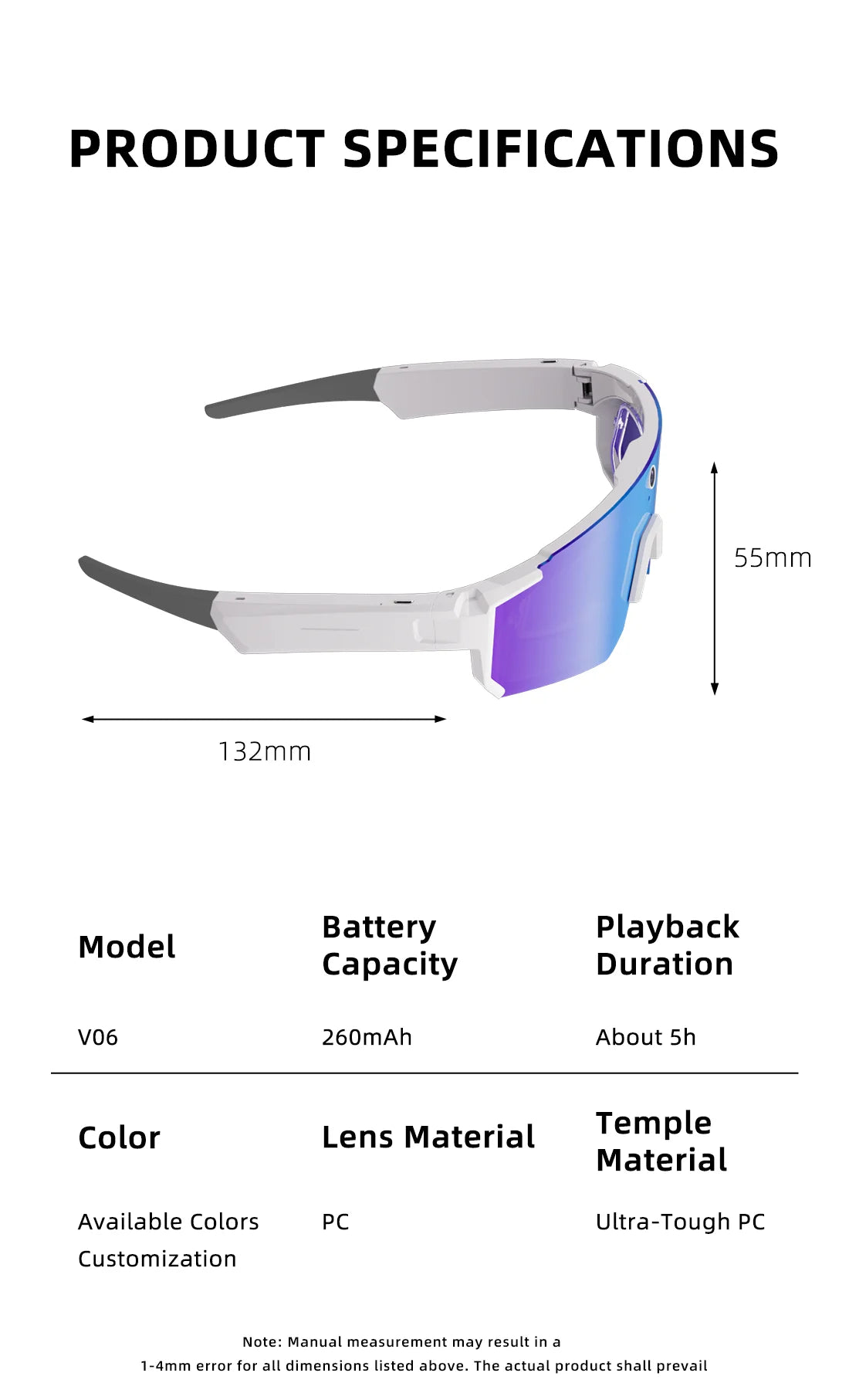 Outdoors Cycling AI Smart Glasses with Camera 1200P Video Recording Anti-Shake Shooting AI  Voice Translation Windproof Goggles