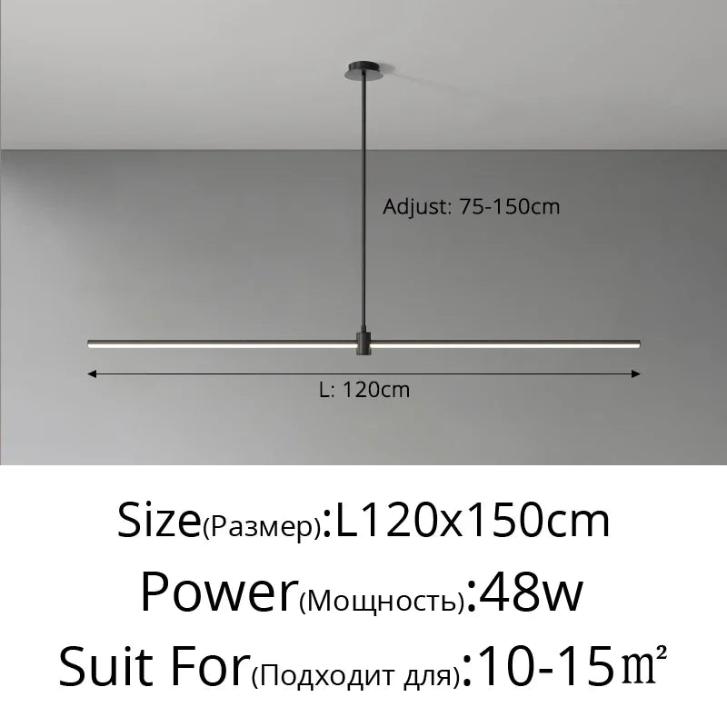 Modern Simplicity Long Linear LED Pendant Lights Strip Hanging Indoor Lamps for Office Table Kitchen  Home Decoration Chandelier