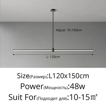 Modern Simplicity Long Linear LED Pendant Lights Strip Hanging Indoor Lamps for Office Table Kitchen  Home Decoration Chandelier