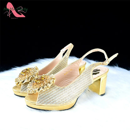 Mature Italian Women Shoes Matching Bag Set in Green Color 7 CM Comfortable Heels with Plaform Elegant Peep Toe Sandals