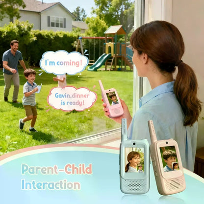 Kids Video Walkie‑Talkies, 2 Pack Rechargeable Video Intercom with HD Camera & Voice, Portable Two‑Way Radio Toy for Boys Girls 3‑14, Indoor Outdoor Camping Hiking Games, Blue & Pink