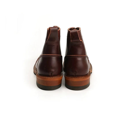 New Designer Handmade Men Ankle Boots Autumn Winter Round Toe Tooling British Genuine Cow Leather Shoes Desert Motorcycle Boots