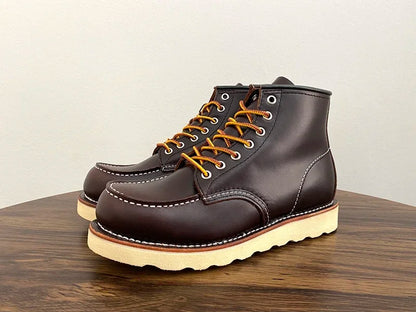 Handmade Goodyear Welted  Ankle Boots Cow Leather Men Shoes Tooling Unisex Motorcycle Boots Desert Autumn Winter Vintage Wings