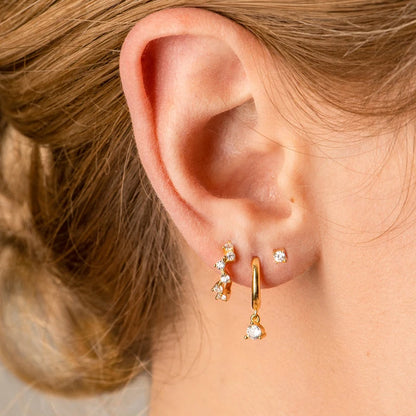White Color Zircon Hoop Earrings 925 Sterling Silver Needle Cross/Star/Flower/Water Drop Pendant Gold Earrings Luxury Jewelry