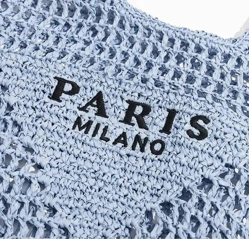 2024 Luxury Design Women Plaited Raffia Straw Bag Large Capacity Casual Tote Handbag Hollow Summer Beach Vacation Shoulder Bag