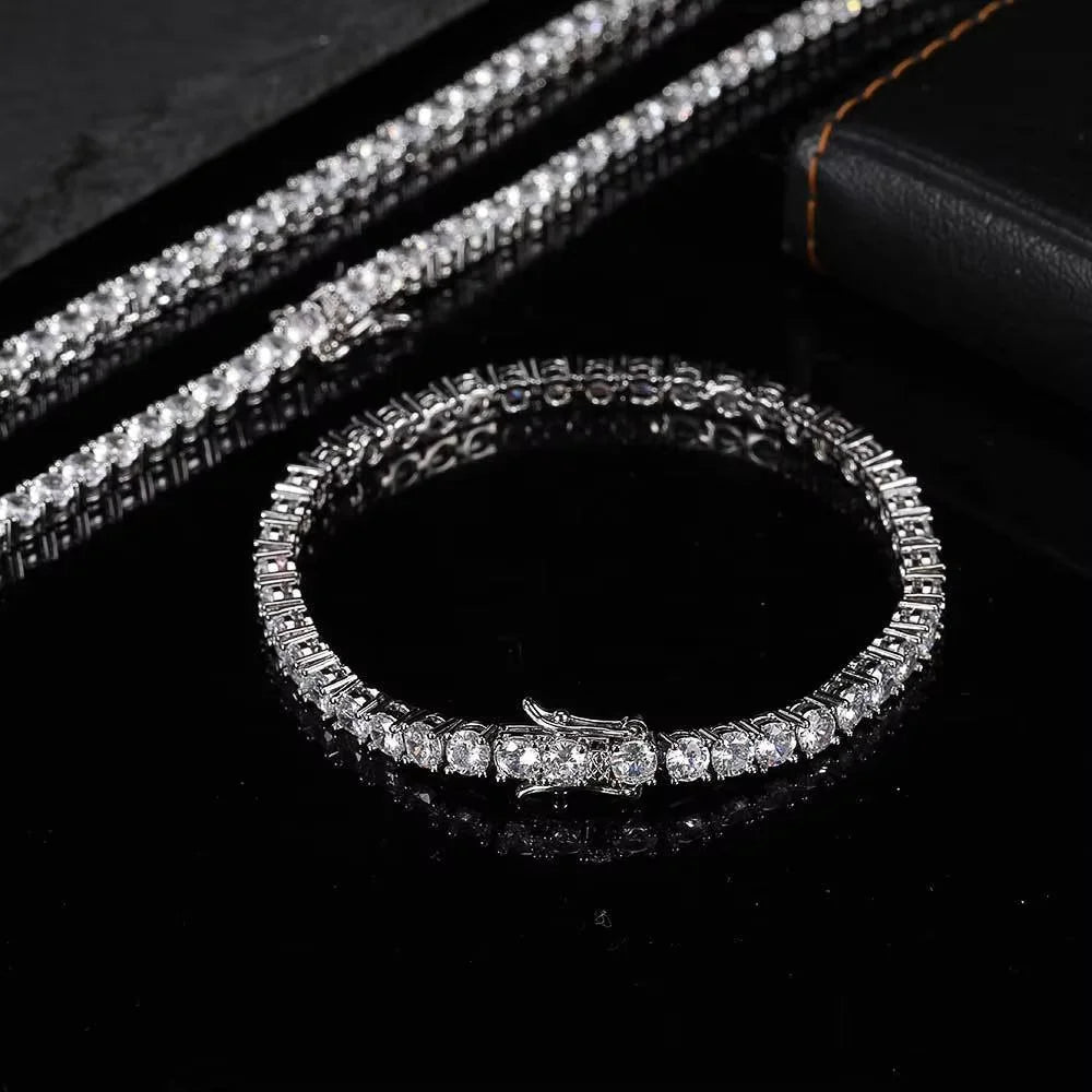 KNOBSPIN 925 Sterling Silver Double Lock Moissanite Tennis Necklace D VVS1 Diamond with GRA Certificates Neck Chain Fine Jewelry