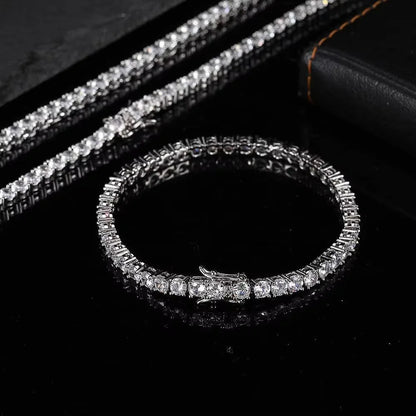 KNOBSPIN 925 Sterling Silver Double Lock Moissanite Tennis Necklace D VVS1 Diamond with GRA Certificates Neck Chain Fine Jewelry