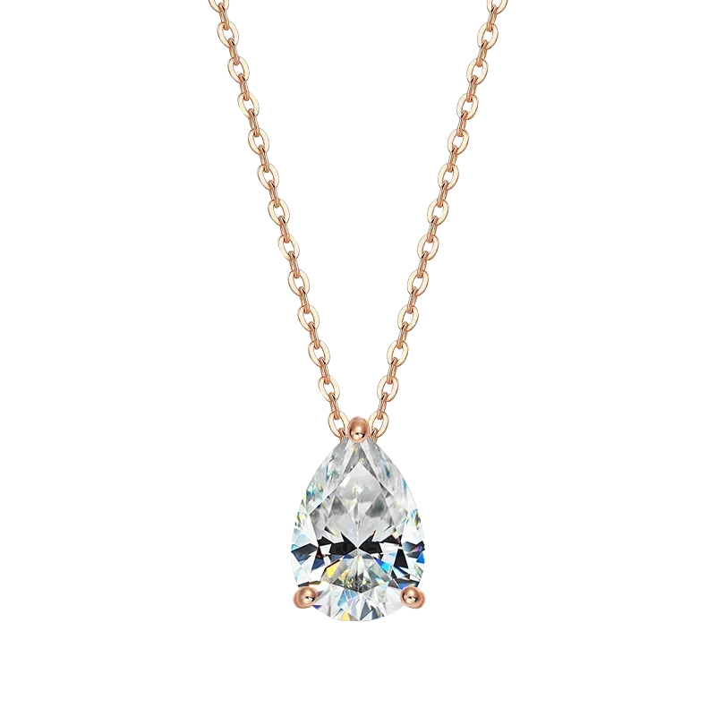 FEOBUR 1-4CT Pear Cut Moissanite Diamond Necklace for Women Certified 925 Sterling Silver Waterdrop Pendant Neckchain Jewelry