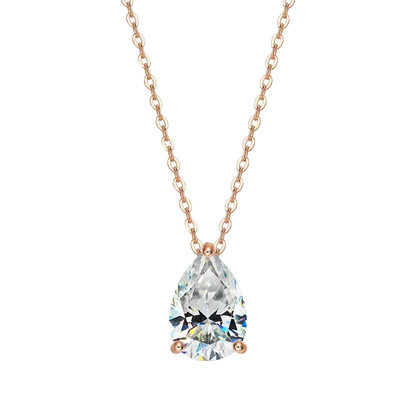 FEOBUR 1-4CT Pear Cut Moissanite Diamond Necklace for Women Certified 925 Sterling Silver Waterdrop Pendant Neckchain Jewelry