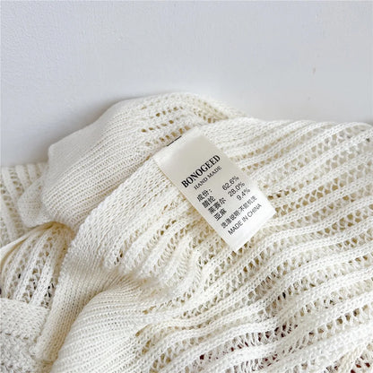 Women Plain Solid Lace Hollow Out Shawls Summer Air Conditioning Fake Collar Neck Guard Knit Thin Knotted Cape Shoulder Scarves