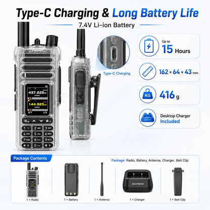 BAOFENG UV-36 Handheld Amateur Radio 1000CH Bluetooth Programming Shortwave Receive 2.0” TFT Screen Dual Watch VHF UHF Walkie Ta