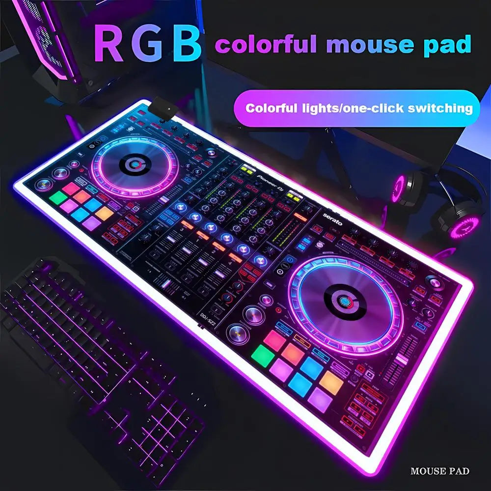 RGB Radio Dj Workbench Mouse Pad Gamer HD Large HD HYBXAXC Desk Mats MousePads Natural Rubber Carpet Anti Slip Laptop Mice Pad