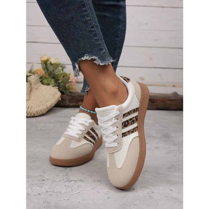 2026 Women Spring Sneakers Brand Classical Outdoor Casual Shoes Luxury Designer Leopard Print Comfort  Flat Shoes