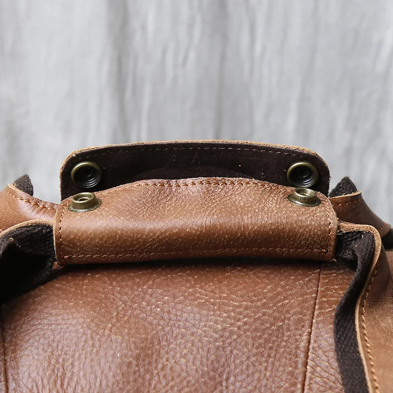 Vintage Large Capacity Men's Top Layer Cowhide Travel Bag Genuine Leather Crossbody Bag Hand-Held Short Distance Luggage Bag