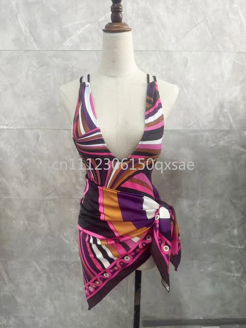 Classic Design Women's Headband Swimsuits with Letter Signature Logo Designer Brand Lady Sexy Scarf Swimsuits Beachwear