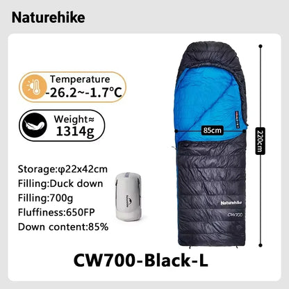 Naturehike Camping Sleeping Bag CW400 CW700 CW1000 Duck Down Sleeping Bags Ultralight Outdoor Hiking Waterproof Sleeping Bags