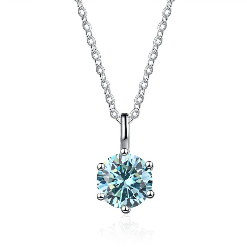 JOIAS HOME Silver S925 1ct D COLRO Moissanite Round Gemstone Pendant Necklace Simple and Elegant O-Chain Fashion Versatile