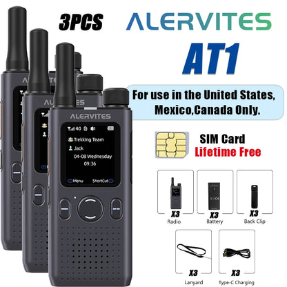 1/2/3PCS ALERVITES PoC AT1 Global Walkie Talkie Baofeng Radio 4G LTE Unlimited Distance US/EU Version OLA APP USB-C Ultra-light
