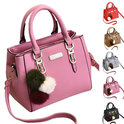 Simple Fashion Shoulder Bags PU Leather Solid Color Embossed Crossbody Bag Large Capacity with Pendant Female Messenger Bag