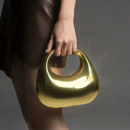 Golden Evening bag Purses and handbag luxury Designer shoulder bags moon bag Party Wedding Round Acrylic Shiny  Clutch purse