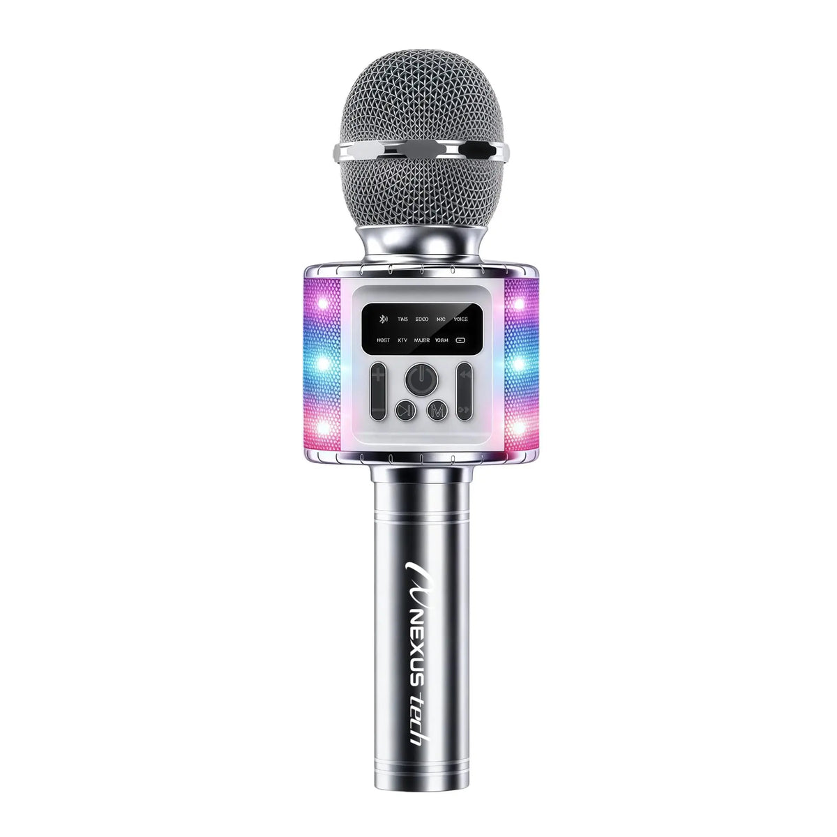 TWS Dual Wireless Karaoke Microphone Bluetooth Speaker 5W RGB Light Voice Changer Professional Halloween Party Solution Home KTV Kids Adults