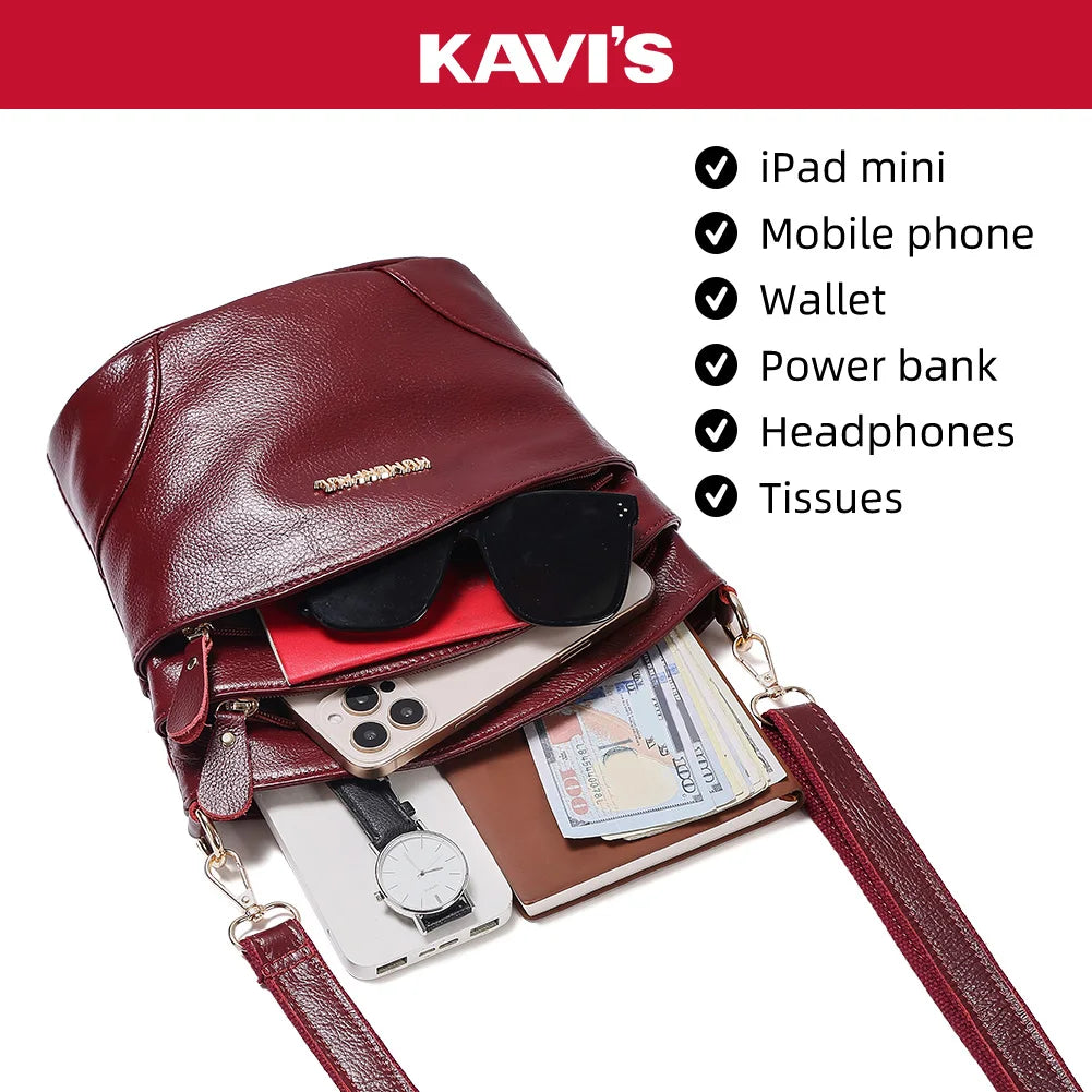 100% Genuine Leather Women Messenger Bags Casual Cell Phone Purse with Adjustable Strap Multiple Pockets Crossbody Shoulder Bag