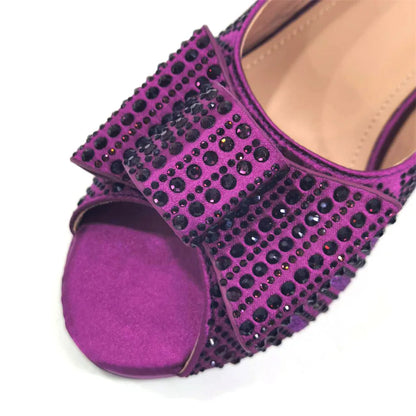 Mature Sweet 2024 Super Heels Peep Toe Ladies Slipper Shoes with Bag Set in Blue Color For Nigerian Women Wedding Party
