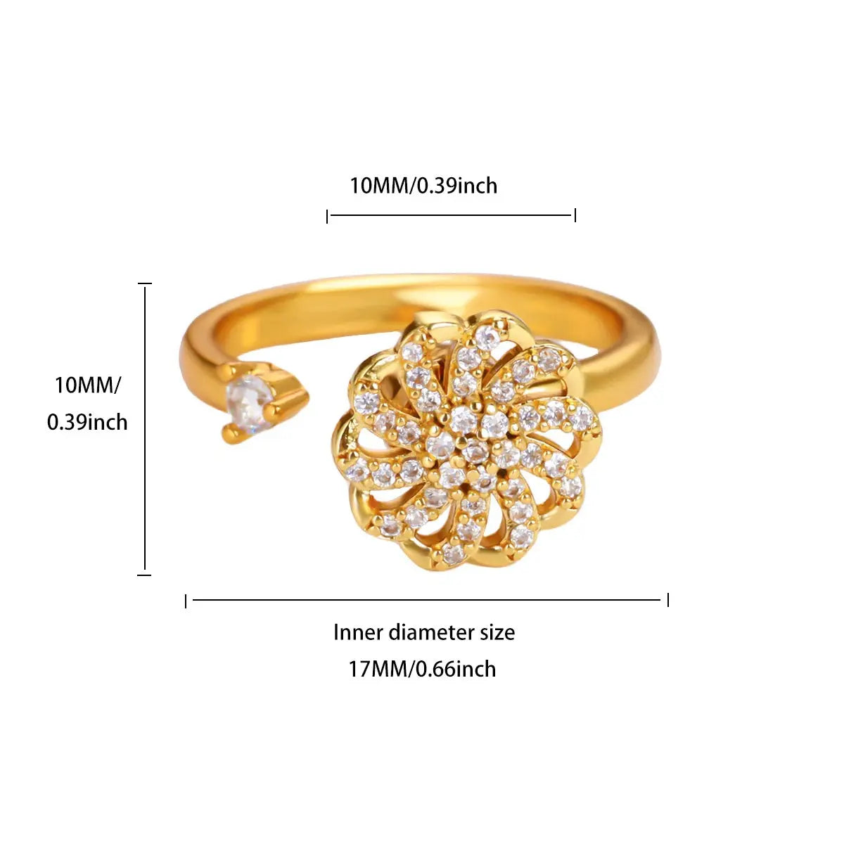 Anti Stress Anxiety Fidget Rings for Women Stainless Steel Sunflower Sun Star Spinner Ring Christmas Jewelry Gifts Dropshipping