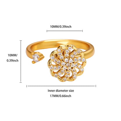 Anti Stress Anxiety Fidget Rings for Women Stainless Steel Sunflower Sun Star Spinner Ring Christmas Jewelry Gifts Dropshipping