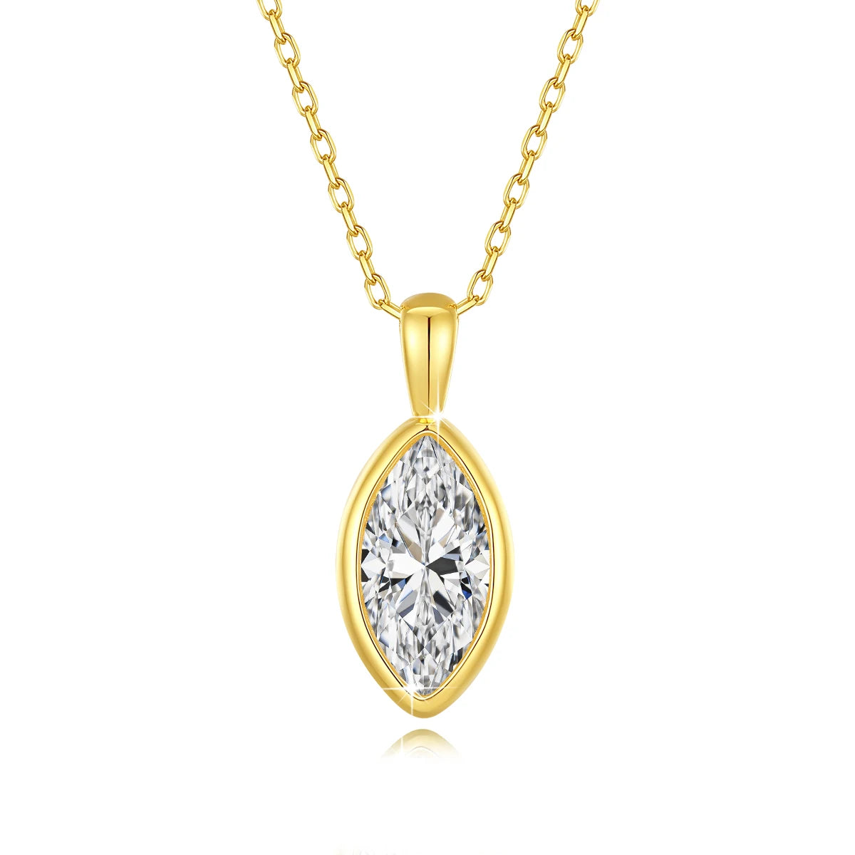 AU585 Gold 14K Marquise Cut Moissanite Pendant Necklace Woman Leaf Shape Clavicle Chain Water Drop Diamond Necklaces