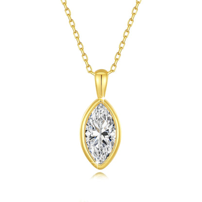 AU585 Gold 14K Marquise Cut Moissanite Pendant Necklace Woman Leaf Shape Clavicle Chain Water Drop Diamond Necklaces