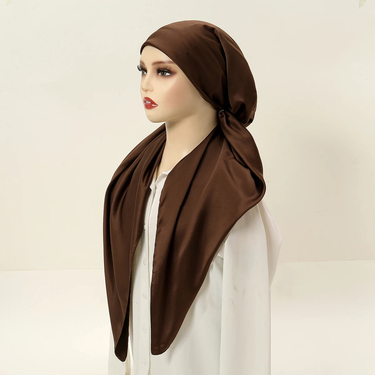 New Muslim Satin Silk Instant Hijabs Scarf Printed Turban Thick Hijab Cap Night Cap Women Ramadan Elastic Satin Hair Bonnet Eid