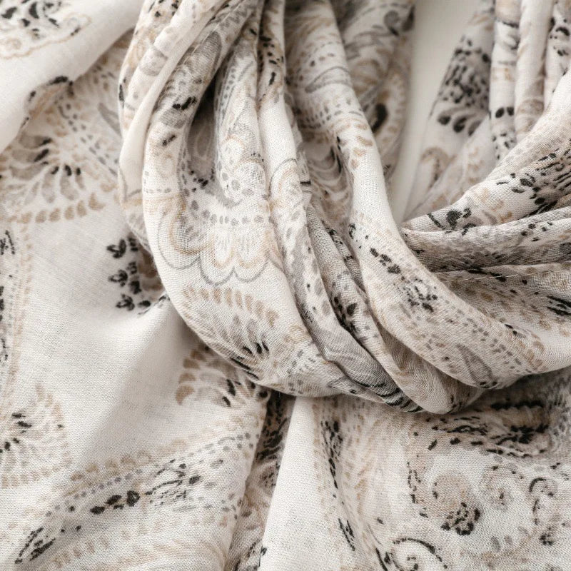 Vibrant Paisley Floral Viscose Shawls Chic Scarf -Fashion Scarves with Multicolor Print, Thin Breathable Cotton Blend, Windproof