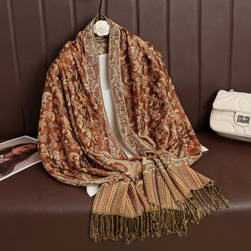 2024 Luxury Brand Cashmere Women Scarf Printed Winter Warm Shawl and Wraps Pashmina Bandana Long Jacquard Paisley Female Foulard
