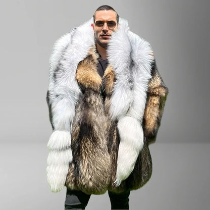 Winter Genuine Fox Fur Shawl With Tail Fur Shawl For Men Long Natural Cross Fox Fur Scarf High Quality Real Fur Scarf