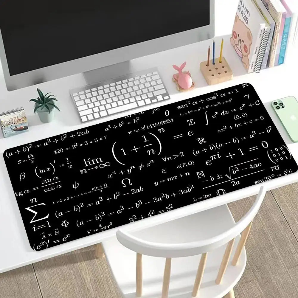 Math Formulas Mouse Pad Large Rubber Base Anti-slip PC Desk Accessories for Offices and Gamer Keyboard Mats Decor Mat HYBXXC