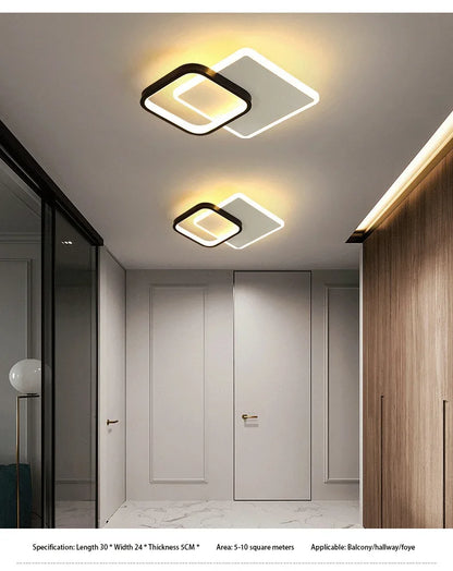 Modern 3 Color Temperature LED Ceiling Lamp Baked Enamel Many Styles Hallway Lamps Balcony Lights Bedroom Living Room 90V-260V