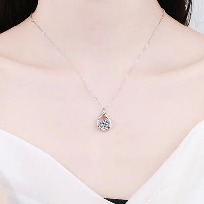VVS1 D Color Moissanite Necklace For Women Fine Jewelry with GRA 925 Sterling Sliver Chain Plated 18k White Gold