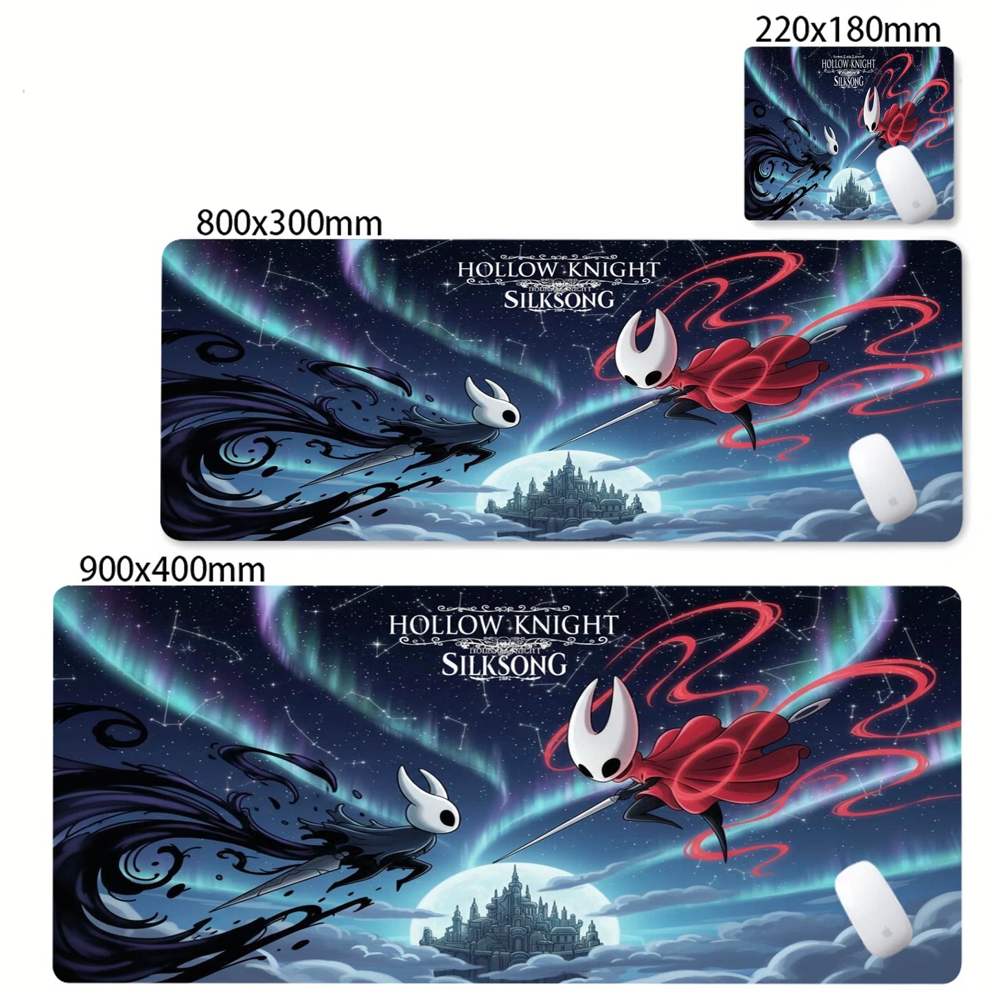 Gaming Mouse Pad Black And White Rubber Office Computer Mouse Mat Hollow Knight Anime Big Mousepad Gamers Desk Keyboard Mats