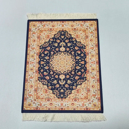 Woven flower Persian carpet small coaster wholesale merchants cheap mouse pad desk mat retro style rubber non-slip computer mats
