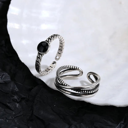VENTFILLE 925 Sterling Silver Geometric Multilayer Round Bead Ring Female Fashion Punk Temperament Prevent Allergy Charm Jewelry